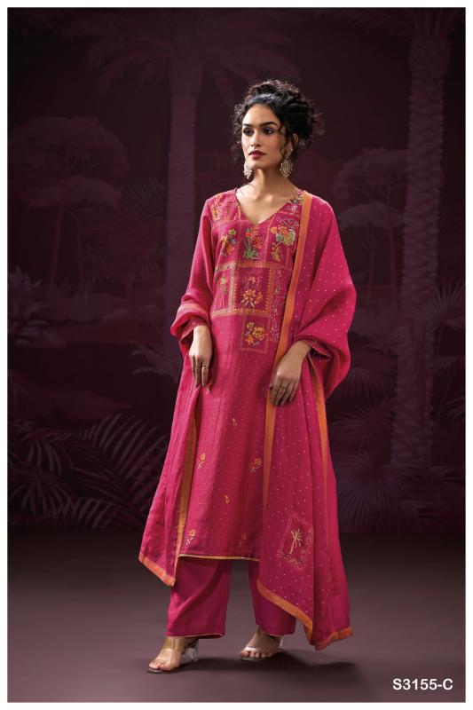 Ganga gathika 3155 titan silk new indian dress material design