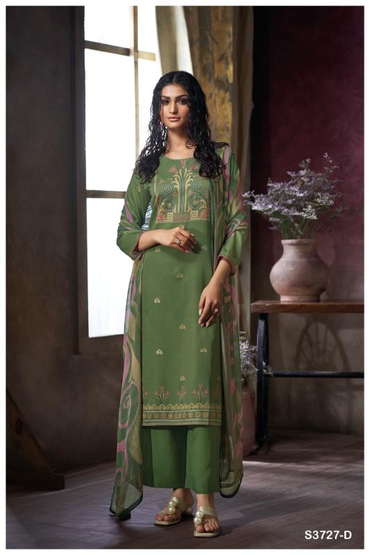 Ganga jihana 3727 cotton satin printed wholesale dress material online