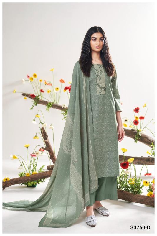 Ganga keona 3756 cotton satin printed indian stylish dress material