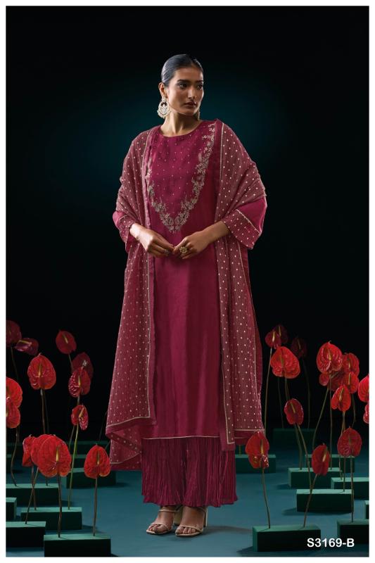 Ganga lillias 3169 bemberg habutai dress material india