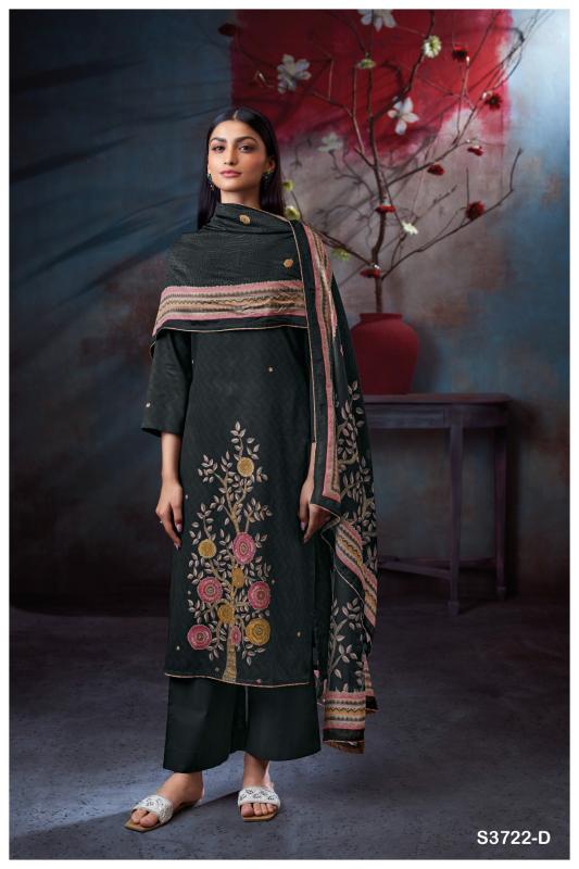 Ganga swaalina 3722 cotton satin printed ladies dress material online india