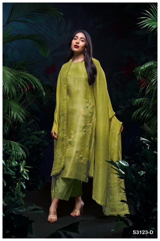 Ganga urshita 3123 gadwaib silk printed dress material price in india