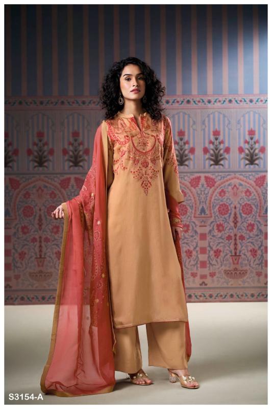 Ganga wynda 3154 habutai silk online dress material india