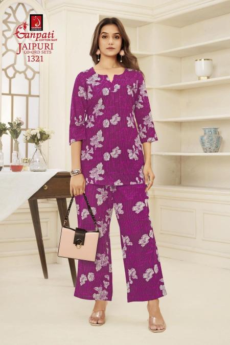 Ganpati jaipuri vol-13 cotton printed co ord sets manufacturers in india