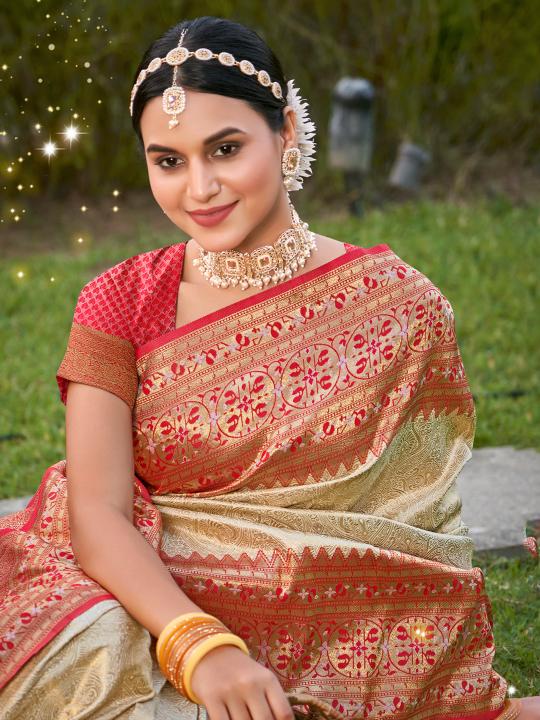 GAURI by astita fancy designer BANARASI SILK fabric saree wholesale with Fancy latkan 