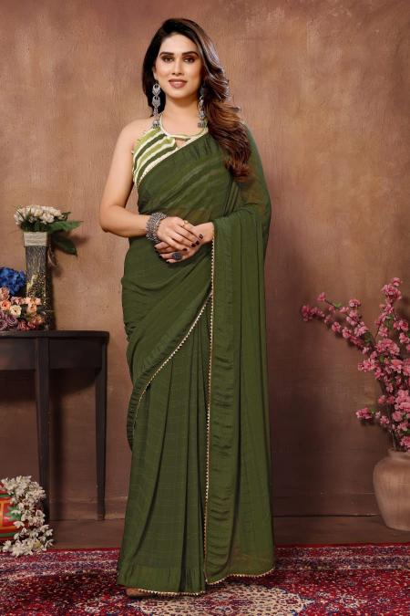 GC bright cheks georgette silk ready to wear saree wholesale