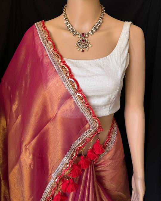 GC cotton tissue silk plain with lace border surat saree wholesale market price list