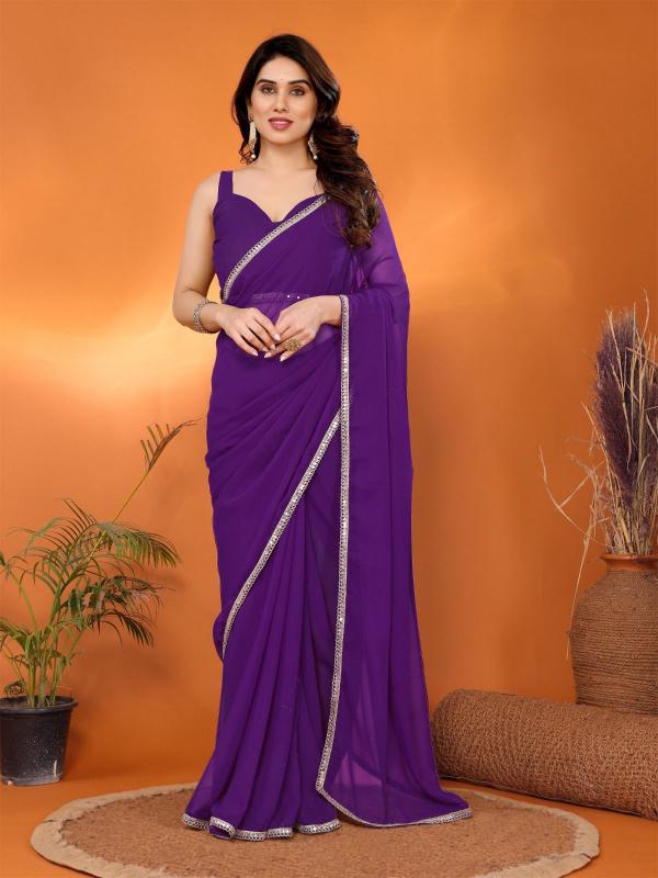 GC georgette with lace work indian fancy saree