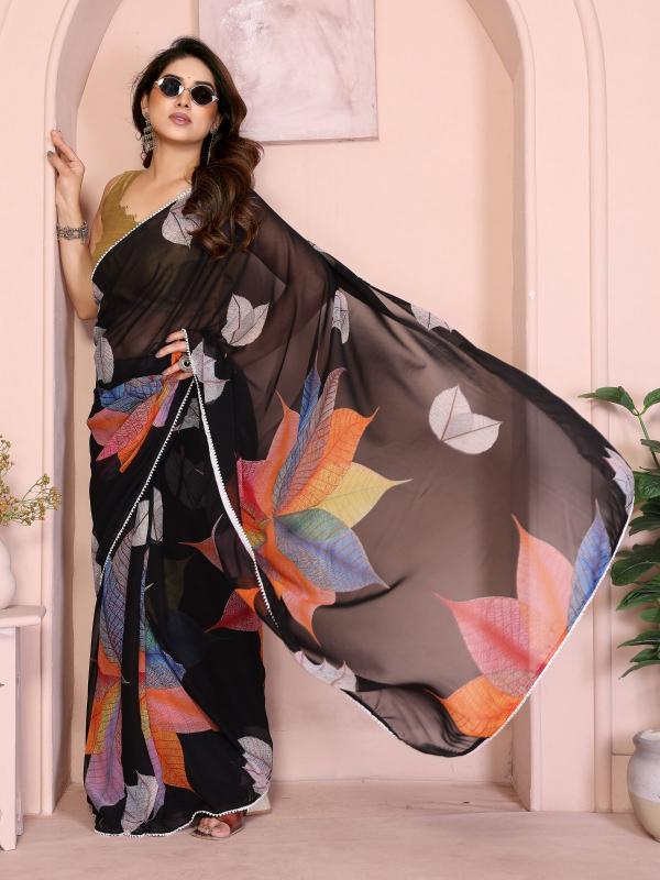 GC georgette with lace work indian saree near me