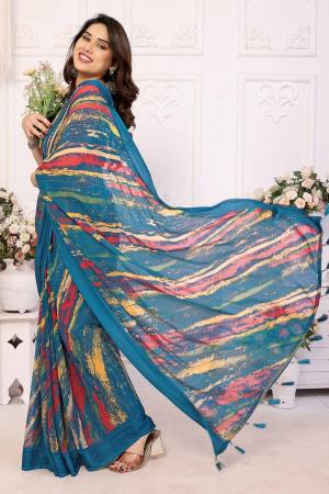 GC soft georgette patta printed indian office wear saree design