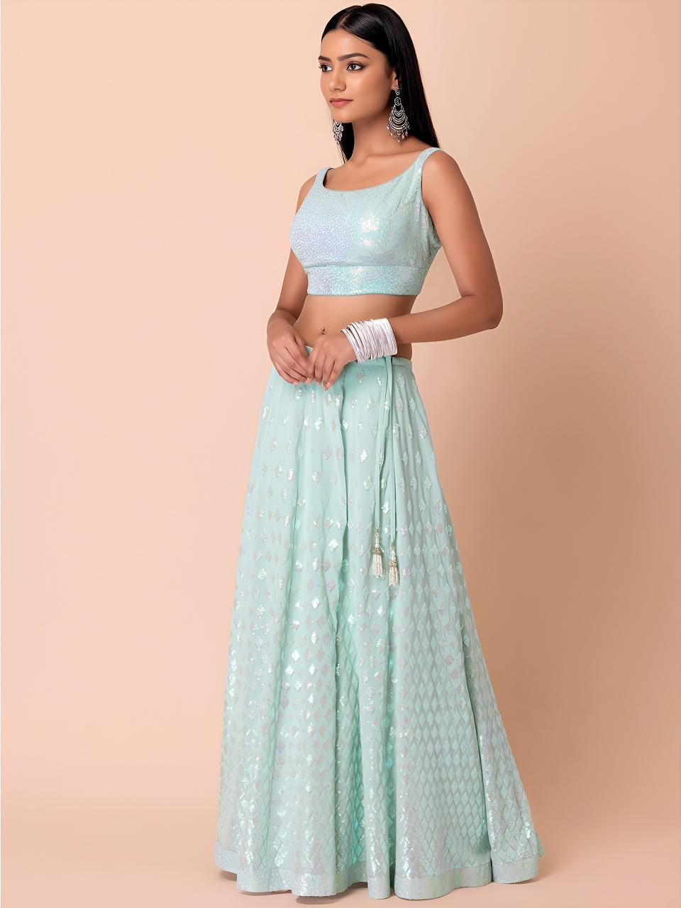Glamourous Heavy Georgette Blue Lehenga choli online shopping in Mumbai