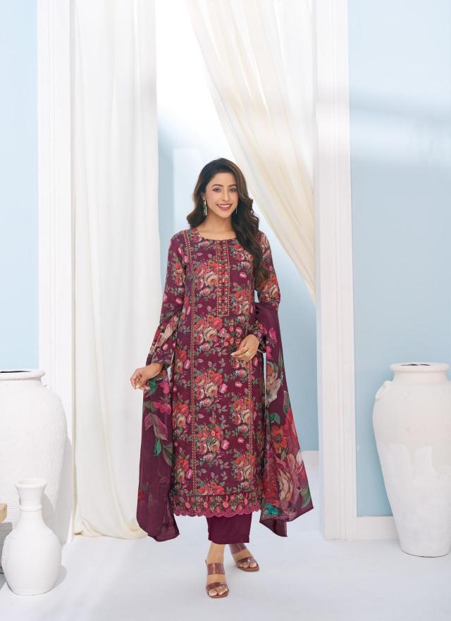 Glossy simar muslin digital print indian simple dress material 