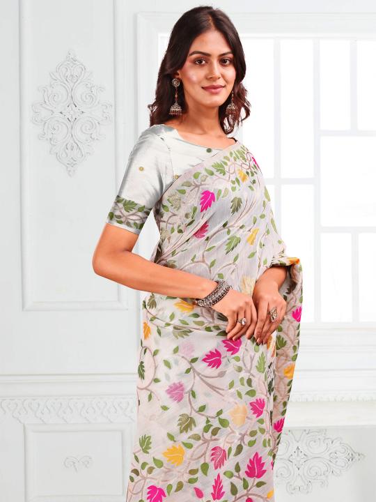GULBAHAR by Astita fancy designer linen Cotton fabric saree wholesale with latkan 