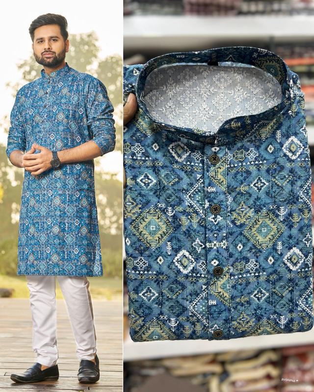 Inli schiffli 5.0 mens wear rayon schiffli chikan work kurta pajama india brand