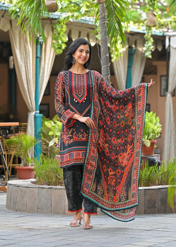 Jaipur maslin crape straight 3 pcs indian latest kurti design
