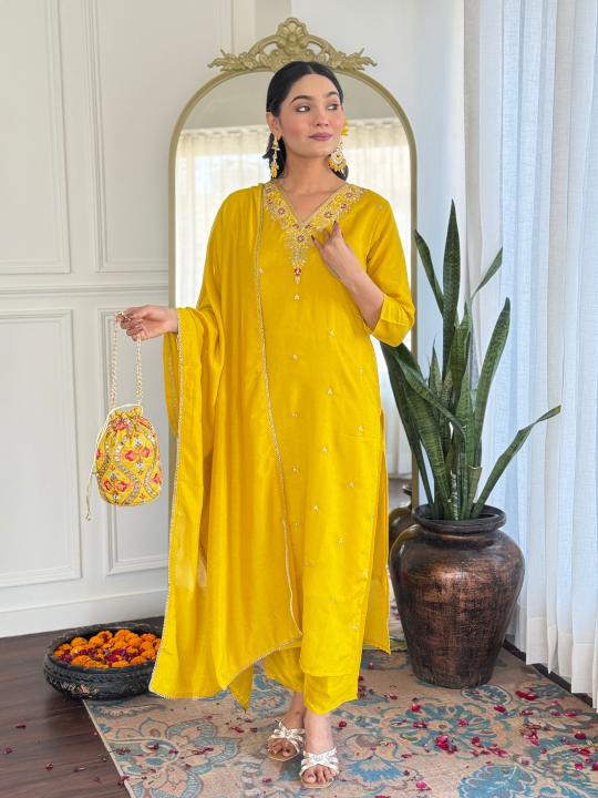 Jasmine cp vichitra v neck 3 pcs indian stylish kurti