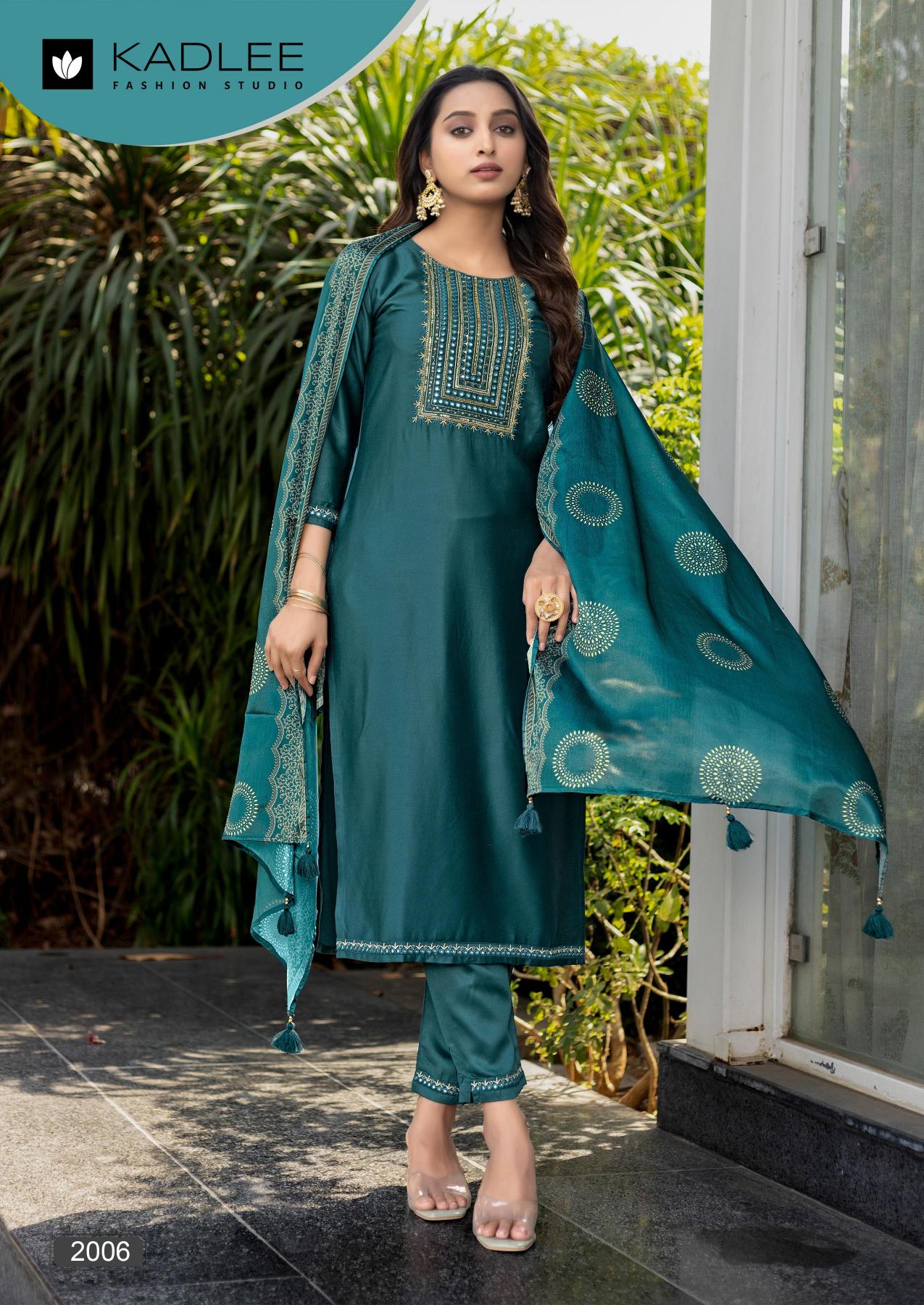 Kadlee fitoor gajji silk 3 pcs kurti ladies clothes wholesale