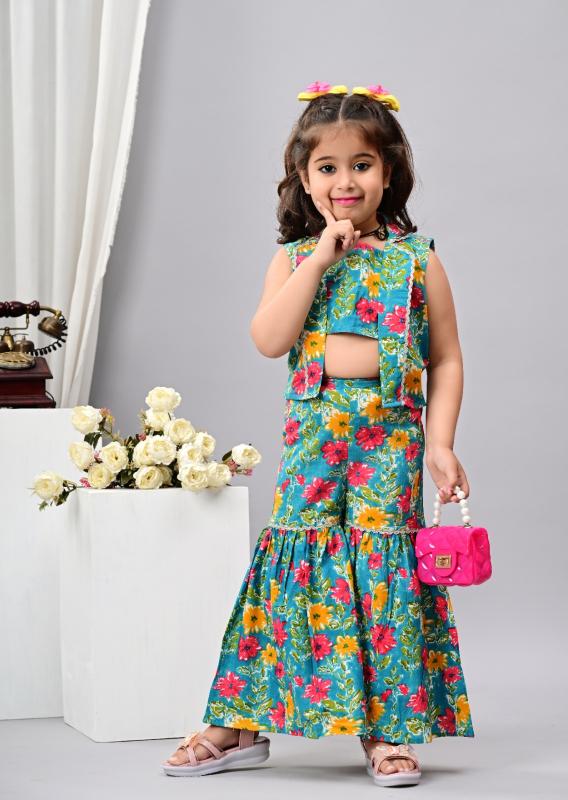 Karma kids 03 girls wear sharara and jacket set designer kurtis india