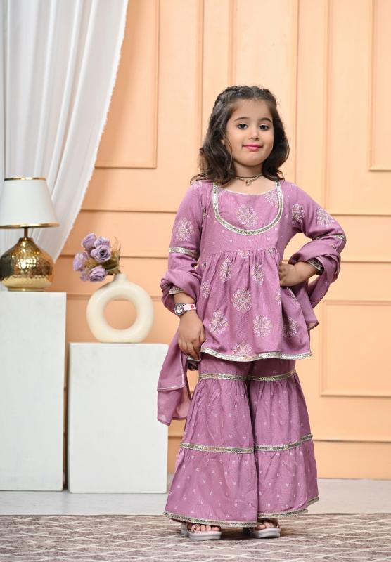 Karma kids girls wear rayon kurta & sharara set modern indian kurtis