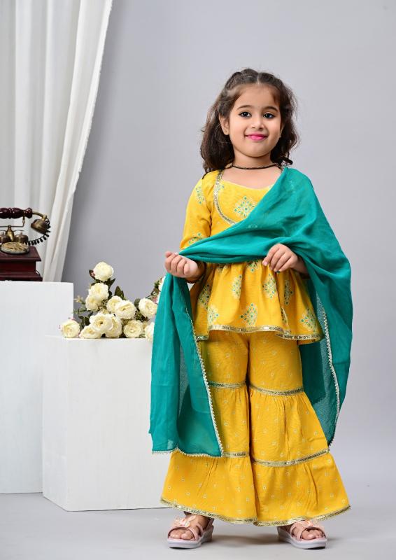 Karma kids girls wear rayon kurta & sharara set stylish indian kurtis