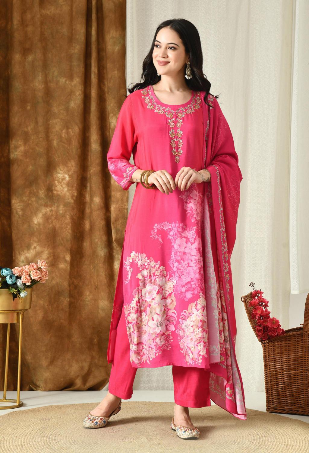 Karma masleen digital print 3 pcs latest ethnic kurtis online