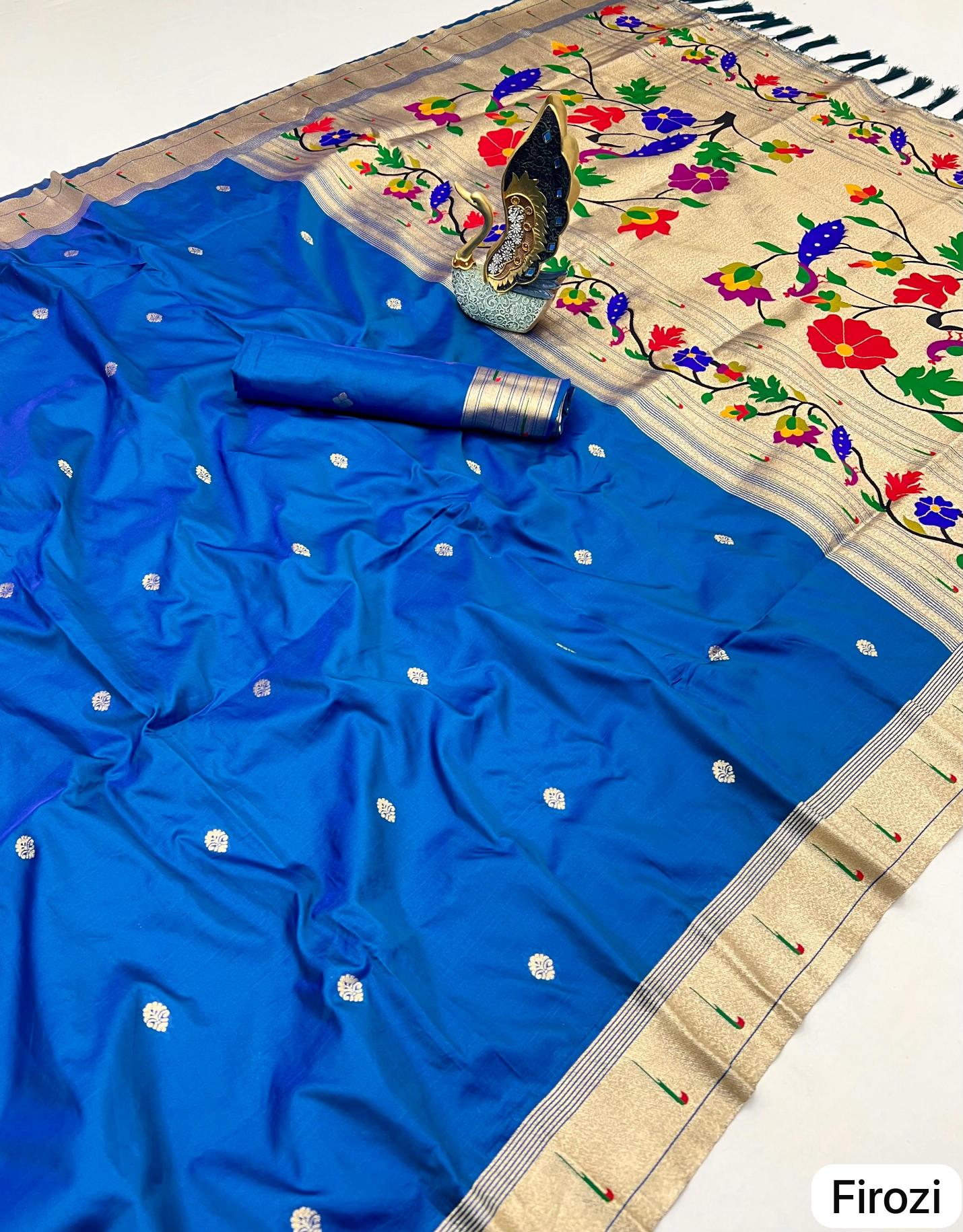 Karma paithani voL-1flowers with rich meenakari woven sarees brands in india