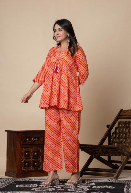 Karma v neck coord set cotton ethnic kurtis online
