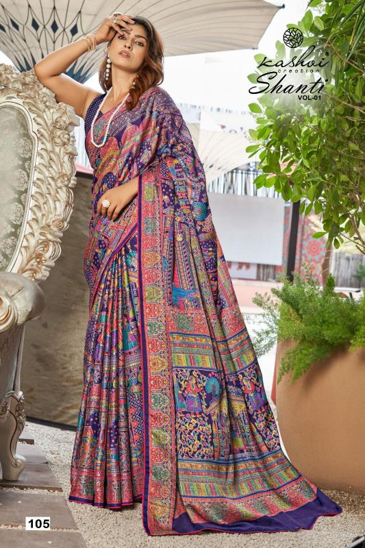 Kashvi creation shanti bright moss foil surat saree shopping