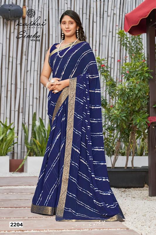 Kashvi creation simba vol 22 georgette lahariya print indian saree design