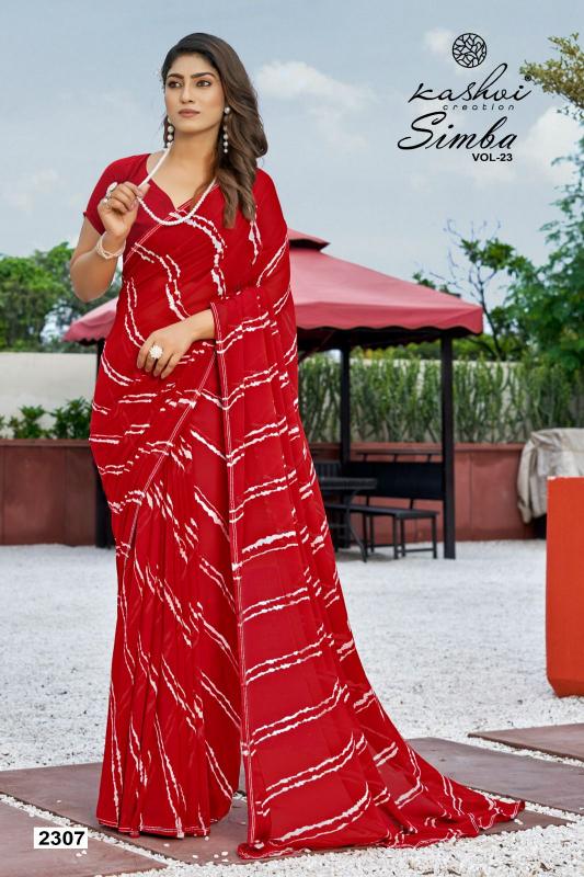 Kashvi creation simba vol 23 georgette lahariya print wholesale saree online shopping