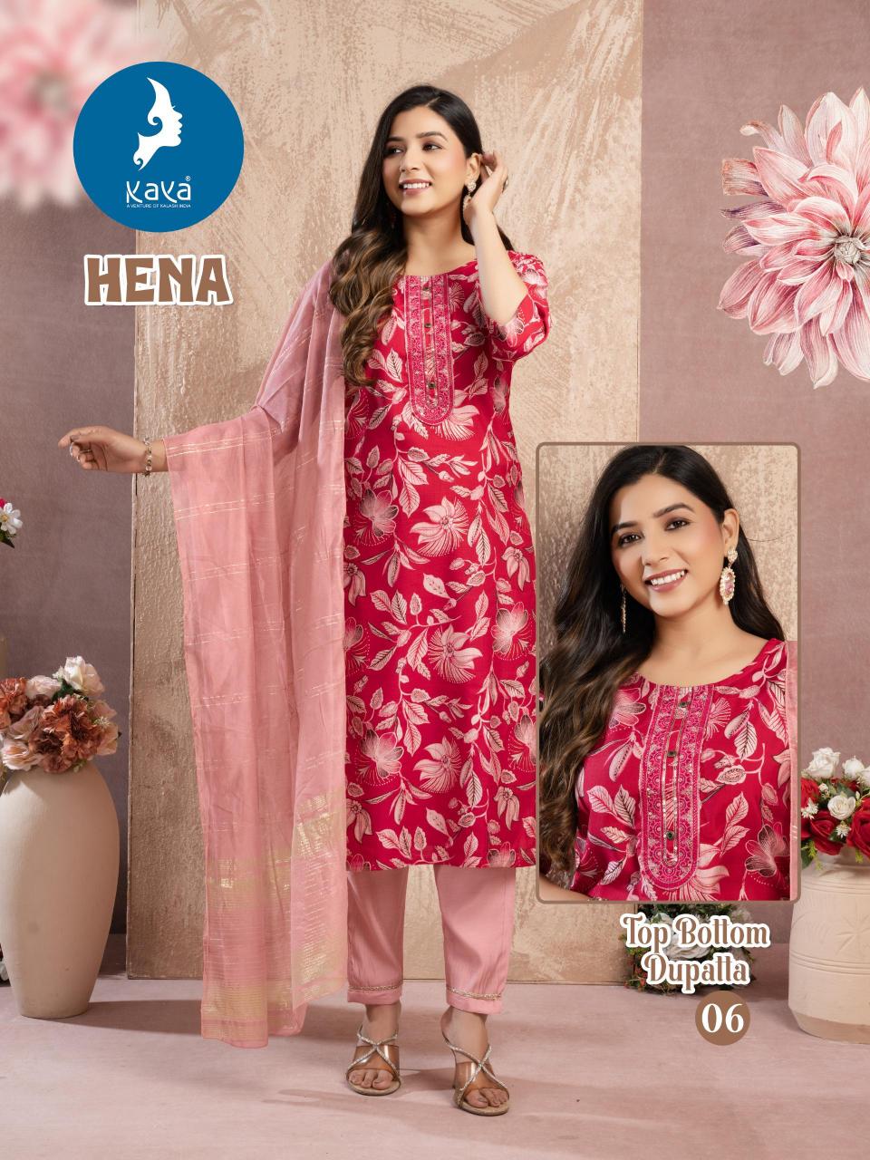 Kaya kurti hena vertican print straight 3 pcs wholesale kurtis in india