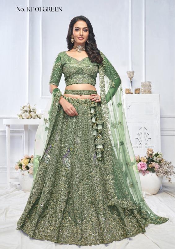 KF-01 Green Soft net Designer Lehengha Choli supplier in India