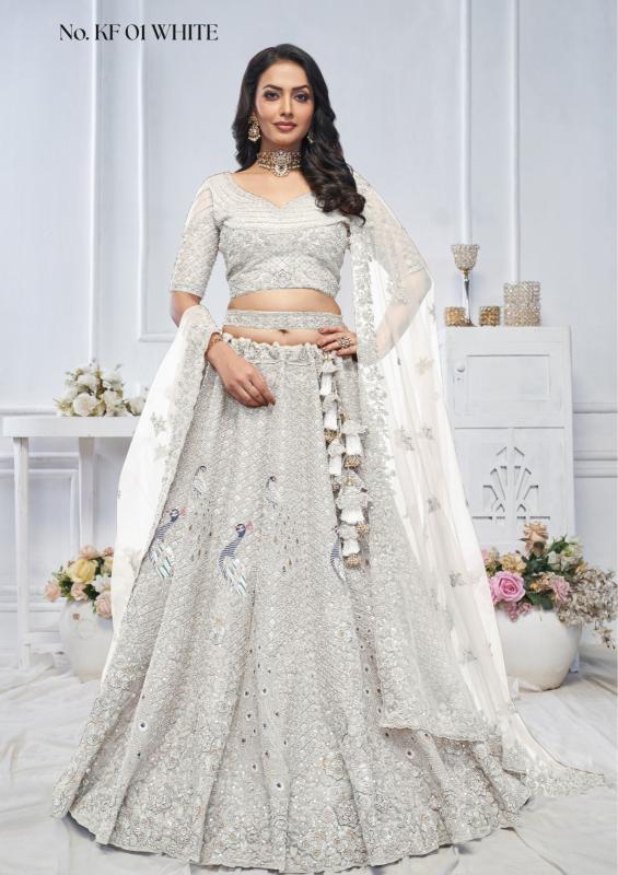 KF-01 White Soft net Wholesale Lehengha Choli manufacturers