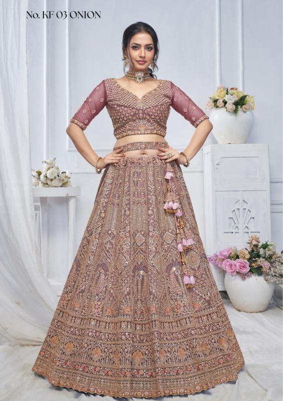 KF-03 Onion Soft net Bridal lehenga choli