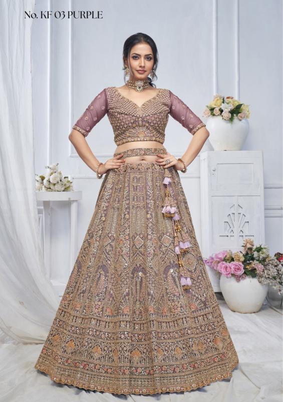 KF-03 Purple Soft net Lehenga choli wholesalers in Ahmedabad