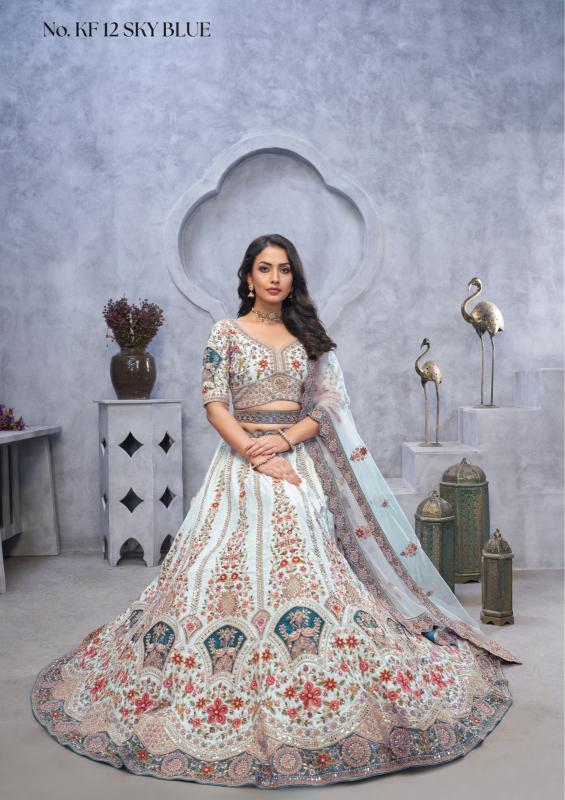 KF-12 Banarasi silk Sky blue Latest lehenga choli designs