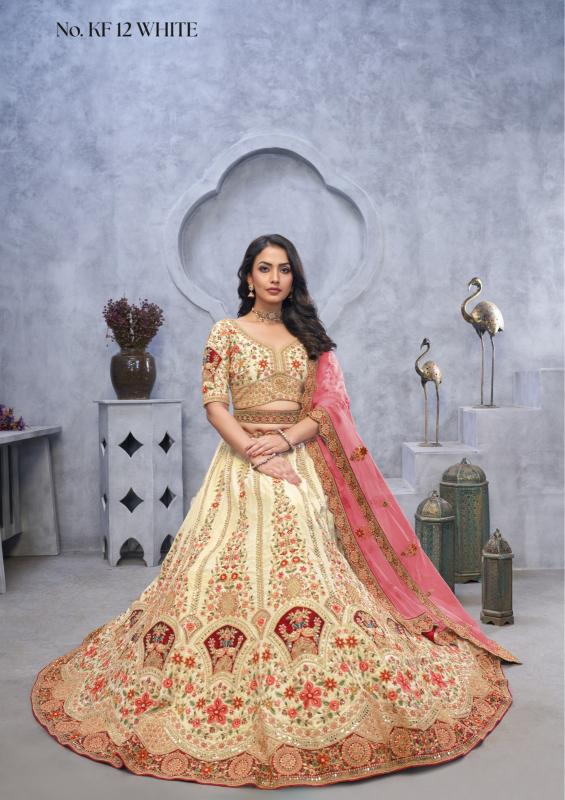 KF-12 Banarasi silk White Bridal lehenga choli collection