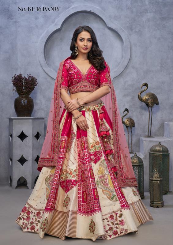 KF-16 Banarasi silk Ivory Lehenga choli set in bulk quantity