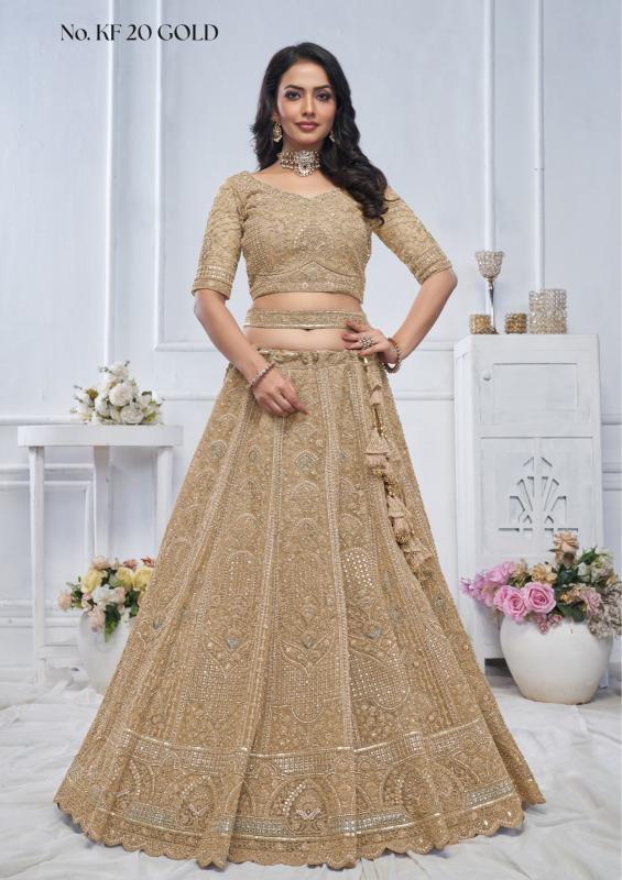 KF-20 Soft net Gold Designer lehenga choli wholesale in Hyderabad