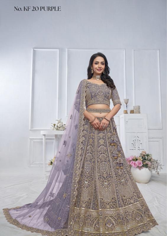 KF-20 Soft net Purple Bridal lehenga choli wholesale