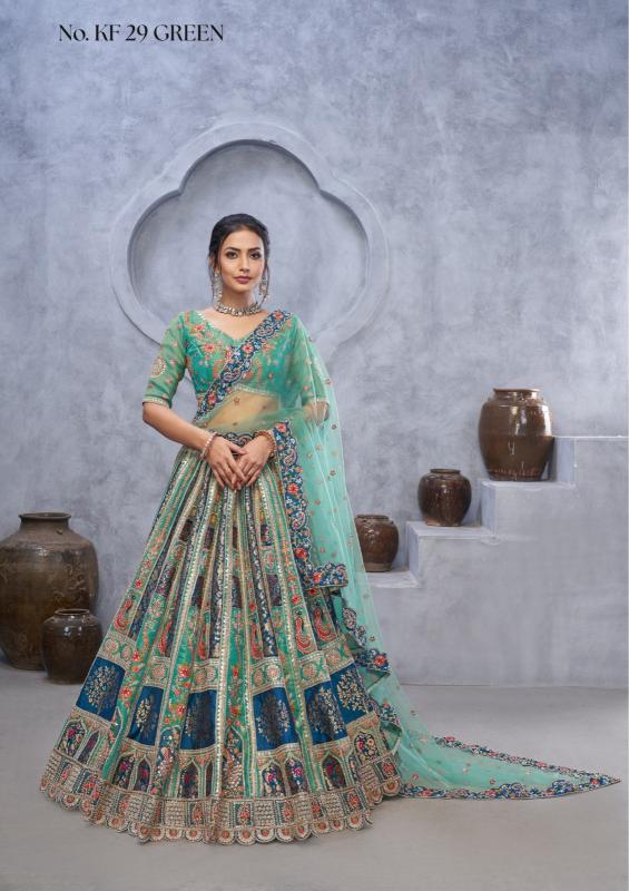 KF-29 Banarasi silk Green Wholesale designer lehenga choli in India