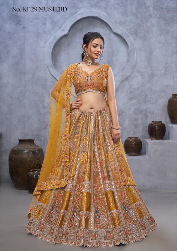 KF-29 Banarasi silk Musterd Wholesale designer lehenga choli
