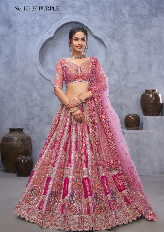 KF-29 Banarasi silk Purple Lehenga choli wholesale market in Mumbai