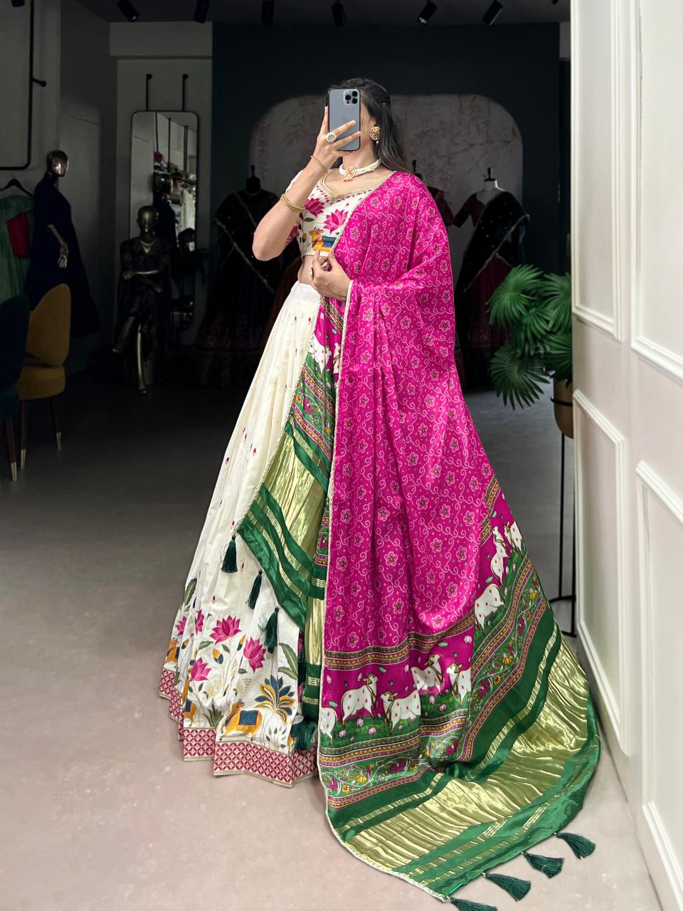 Khadi cotton Pink Surat lehenga choli market