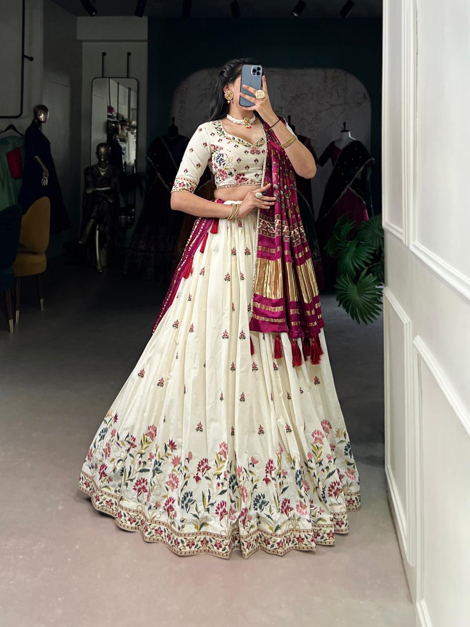 Khadi cotton Red Buy lehenga choli in bulk online