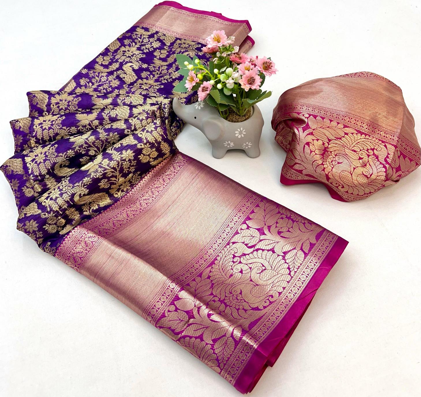 Khushi-vol-5 kanjivaram katan silk with contrast pallu saree brands in india