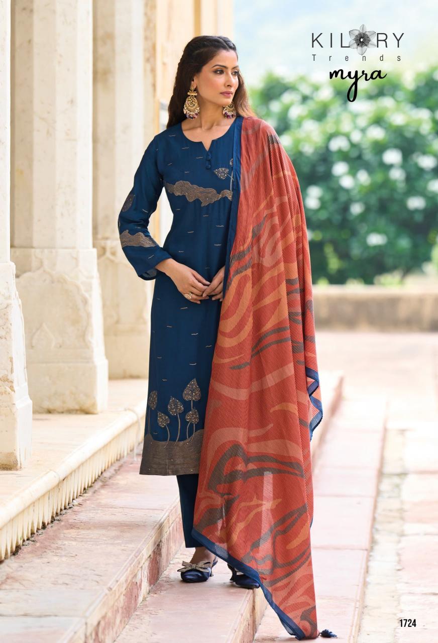 Kilory trends myra muslin jacquard silk indian dress material