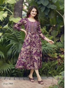 Kushals nihar anarkali style printed kurti clothing wholesale market gujarat india online