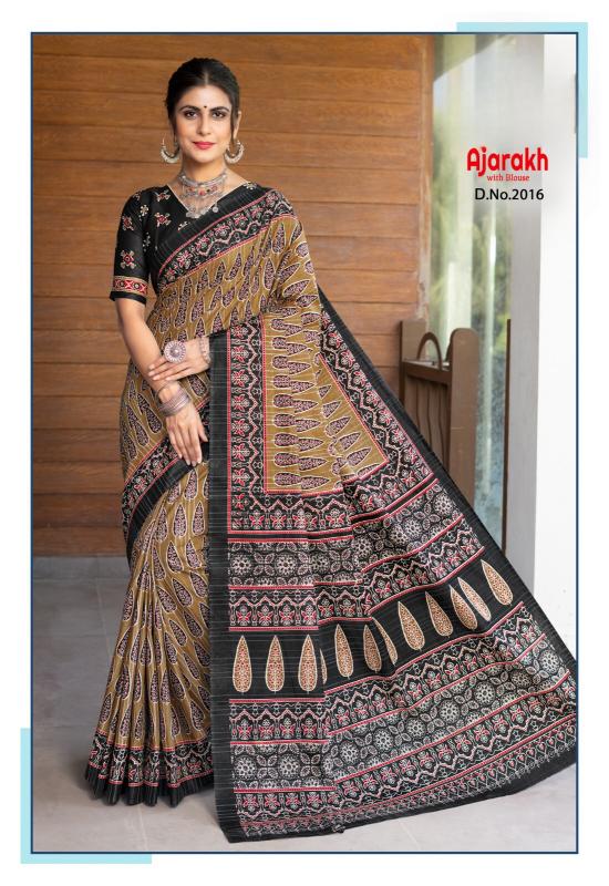 Lakhani ajrakh traditional printed indian latest saree design