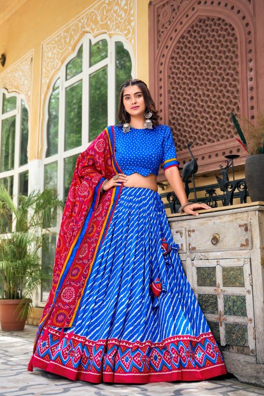 Leheriya Tussar Silk Designer lehenga manufacturers in Surat